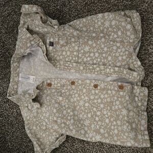 Kids Floral Button Down Shirt - Beige
